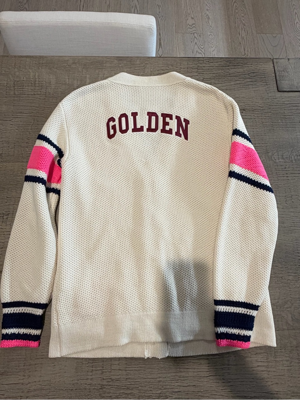 Golden Goose Katy Cardigan | Cream | Pink & Navy | Size M